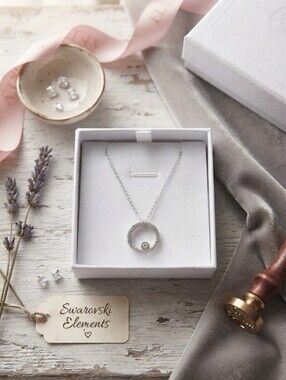 Swarovski Silver-Tone Round Crystal Halo Pendant Necklace